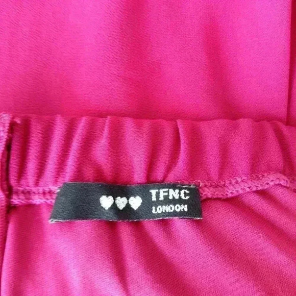 ASOS TFNC Raspberry Asymmetric Chiffon Bow Wrapped Midi Formal Cocktail Dress - Picture 11 of 11